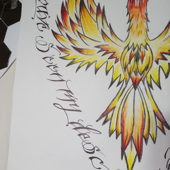 Prison art. "Phoenix tat" ink and colored pencil on cardstock. By R. Bru… - Picture 2 of 4
